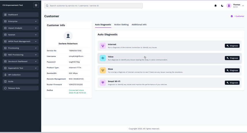 Enhanced Diagnostic Dashboard for Seamless Customer Support